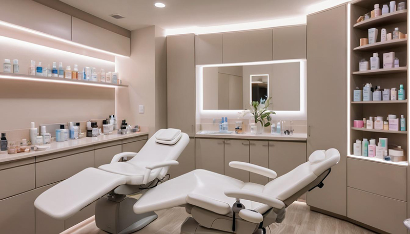 Modern skincare treatment room